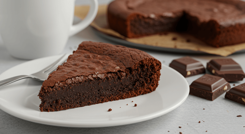 Brownie de chocolate sem lactose recém-assado e cortado em pedaços