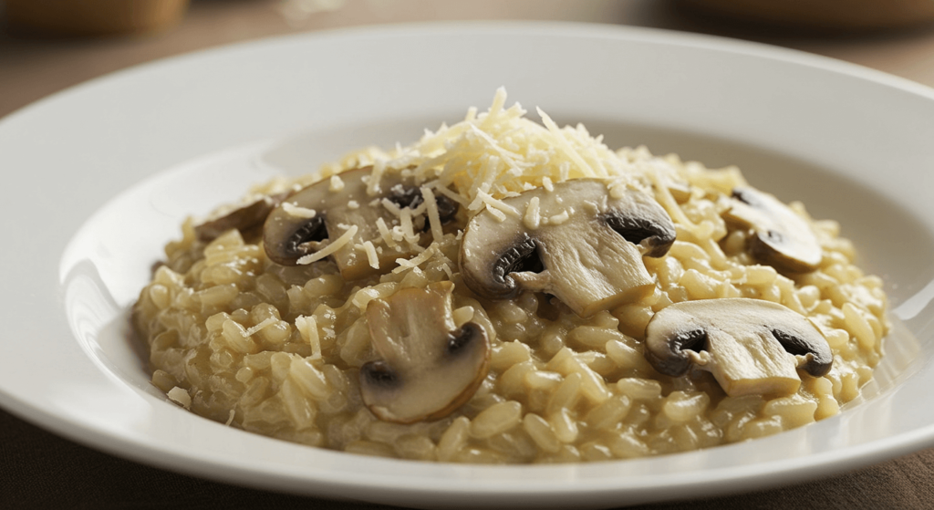 Receita inspiradora de risoto de cogumelos selvagens