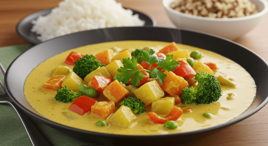 Curry de Legumes com Leite de Coco: Um Prato Vegetariano Rico em Sabor e Nutrientes